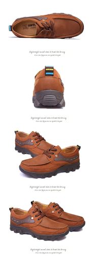 上海皮鞋厂 牛头牌 新款系带磨砂牛皮防滑耐磨男式休闲鞋 棕色 40